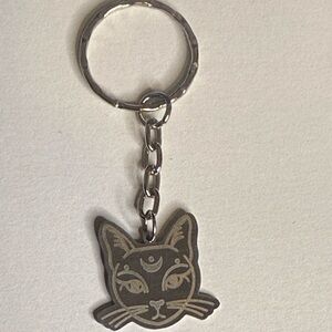 Unisex Stainless Steel Third Eye Cat Head Keychain
